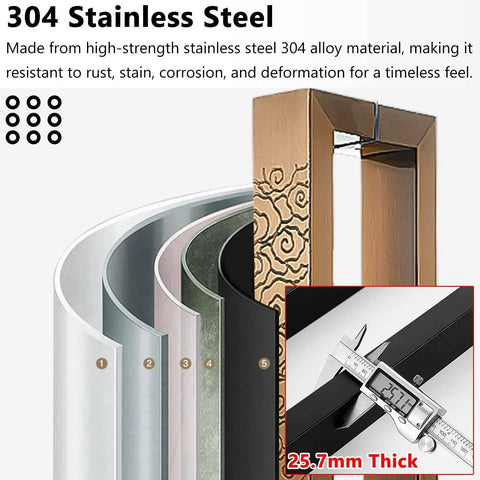 Shower And Barn Door Handle Set, Sliding Push Pull Glass Door Pulls, Red Bronze, 150 cm Stainless Steel, Design Carve, 25.7mm Thick