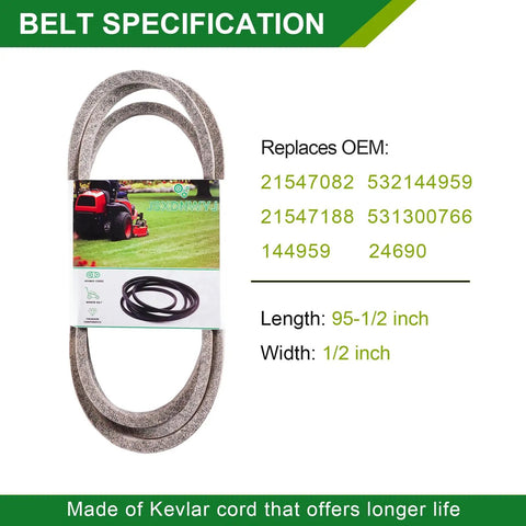 Beefed Up 42 Inch Mower Deck Rebuild Kit For Craftsman Husqvarna Poulan Pro with OEM replacement belt specifications