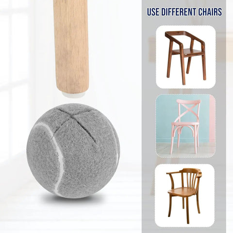 Bulk 500 Pack Precut Tennis Ball Chair Leg Caps 2.5 Inch Gray Floor Guards used on various chair types to protect floors.