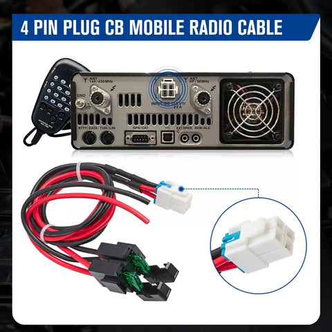 4 Pin 12AWG DC Power Cord Cable 1M With 30A Fuse for Ham Radio Short Wave Power Supply Lead and radio connector