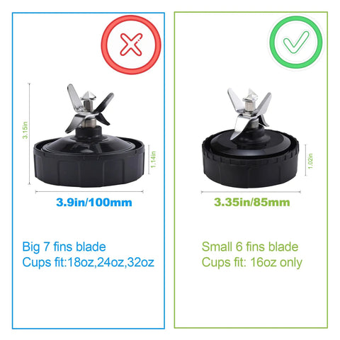 Replacement Blender Blade For Ninja Fits Nutri Ninja Auto IQ No Fuss 16 Oz Cup Six Fin Male Blade With Rubber Gasket comparison
