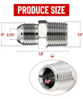Ten Pack Hydraulic Hose Adapter Fittings Half Inch JIC Thirty Seven Degree Male To Half Inch NPT Male Straight Tube Connectors With Protective Cover Beefy Build Leak Proof Construction shown with size dimensions