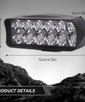 Kickass Brightness 12V-80V LED Headlight For Motorcycles, Electric Bikes And Trikes With 1200 Lumen Universal Front Light shown with dimensions