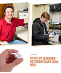 Technicians using 80Pcs Spring Clamp Terminal Connectors For LED Lighting Quick Connection Barrier Blocks for fast wiring in offices