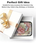 Ultra Slim RFID Blocking Aluminum Card Wallet For Men And Women, floral design, in gift box, with clasp closure visible