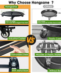 Comparison of 18 Inch Round Plant Caddy With Wheels showing differences in design and materials, featuring metal and plastic models.