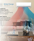 Top Tier Mini Split Air Conditioner And Heater 12000 Btu High Efficiency 230V System with cooling flow in living room.
