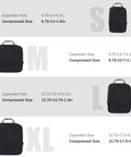 4 Piece Compression Packing Cubes Set For Travel Expandable Carry On Organizers Space Saving Luggage Bags Black size chart S-XL