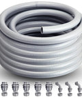 Rock Solid Flexible Liquid Tight Conduit 3/4 Inch 50 Foot Coil and fittings for electrical wiring projects.