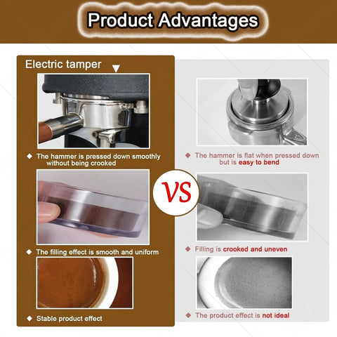 Product advantages of Heavy Duty Electric Coffee Tamper Featuring 58mm Universal Fit And Touchscreen Controls For Easy 5 To 30 Kilogram Pressure Settings.