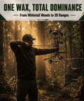 Archer using bowstring with 6 Pack Twist Up Bowstring Wax Sticks Odorless All Weather Waterproof String Conditioner Kit for hunting.