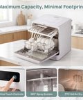 Compact Countertop Dishwasher With Four Smart Wash Cycles And Built In Water Tank Knocks Out Daily Cleanup Zero Hassle LED display with touch controls.