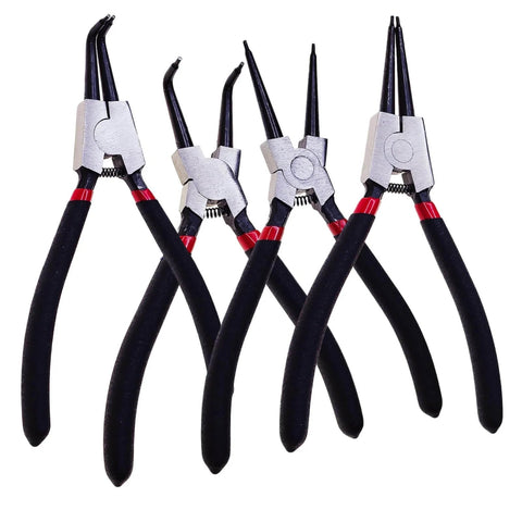 4 Piece Snap Ring Pliers Set For Automotive Use Internal And External Circlip Pliers Kit With Straight And 90 Degree Bent Jaw Tips
