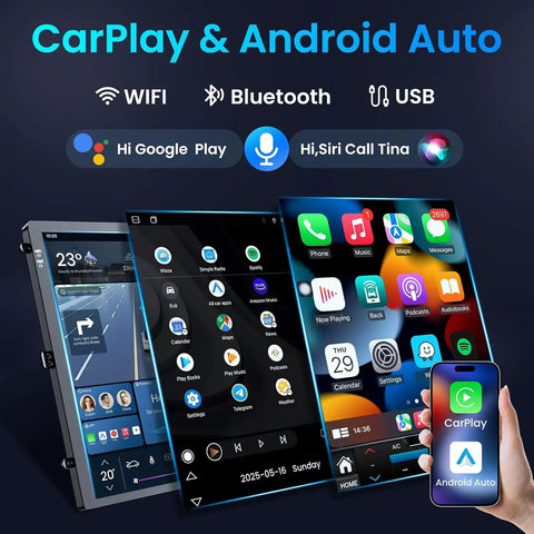 Chevy Cruze Car Stereo 2009 2015 10.4 Inch IPS Touchscreen showcasing CarPlay Android Auto WiFi Bluetooth USB features