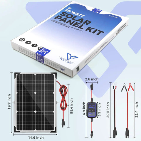 30W 12V Solar Panel Kit With MPPT Controller Monocrystalline Efficiency Waterproof Panel and Components