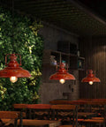 Vintage Pendant Light Retro Red Rust Finish Industrial Barn Style Single Light Metal Chandelier For Indoor Decoration