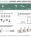 Installation guide for BBF430Z-SN-U Satin Nickel Over The Door Hook For 1-3/8 Inch Doors with tools and steps illustrated.