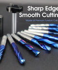 Nails Every Cut 10 Piece 1/4 Inch Shank Solid Carbide Cnc Router Bit Set For Woodworking Detail Carving Trimming V Groove Engraving And Custom Shop Crafts with sharp edges and smooth cutting design.