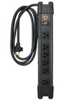 Heavy Duty Magnetic 6 Outlet Metal Power Strip With 6 Foot Cord, Lighted On Off Switch, Cord Management, Surge Protection