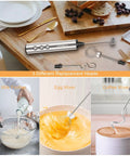 Rechargeable USB C Milk Frother with Stand, Handheld Wand With 3 Heads And 3 Speeds For Latte Cappuccino Matcha Almond Milk And More, Easy To Clean, Barista Quality At Home shown with accessories and uses