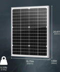 10BB 35W 12V Solar Panel High Efficiency Monocrystalline PV Module For Off Grid Systems IP67 Waterproof dimensions shown