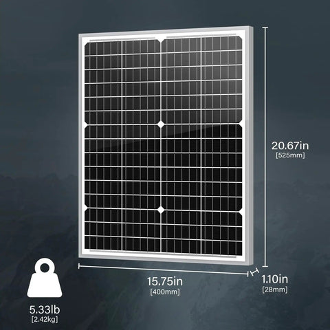 10BB 35W 12V Solar Panel High Efficiency Monocrystalline PV Module For Off Grid Systems IP67 Waterproof dimensions shown