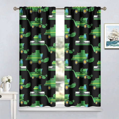 Farm Machinery Themed Window Curtains For Kids And Teens, Tractor And Combine Decor, Rod Pocket Curtain 42 By 54 Inch, Thirty Percent Blackout