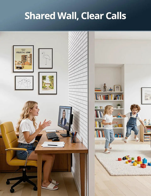 Heavy Duty Acoustic Sound Absorbing Honeycomb Wall Panels That Straight Up Kill Background Noise And Ditch Room Echoes While Insulating Drywall For A Chill Home Setup seen in a home office and play area.