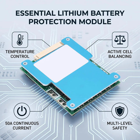 Rugged 13s Lithium Battery Protection Board With Smart Temperature Control And Real Time Cell Voltage Monitoring 50a Bms Pack Balancer on circuit board.