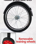 Three Wheel Pedal Tricycle With Detachable Training Wheels, showing anti-skid pneumatic tire and removable training wheel