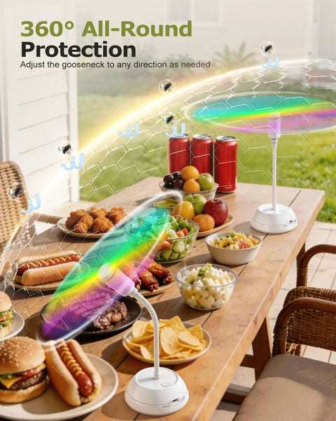 4 Pack Rechargeable Food Fans For Tabletop Use With 2000mAh Battery, Portable USB Powered, 360 Degree Goose Neck on picnic table
