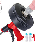 Flexible Drain Snake Hair Clog Remover Comes Decked Out With A Drill Adapter To Blast Nasty Sink Tub And Shower Blockages Dead Fast So Your Lines Glide Smooth Without Any Chemical Fuss, showing the tool with a red grip.