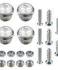 Smooth Shine Sparkling Rhinestone License Plate Screws With Security Anti Theft Caps Drop Dead Tough Rustproof Aluminum Bolt Kit White detailed view.