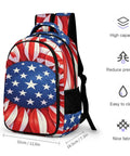 USA Flag Sunflower Printed Unisex Backpack with Large Capacity Durable Polyester Daypack for School Travel or Work