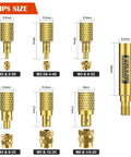 Beefy All In One 506 Piece Metric Threaded Inserts Kit With Heat Set Tips M2 Through M6 brass knurled nuts sizes and dimensions