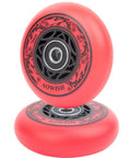 Red 76mm 90A Ripsurf Wheels Set For RipStik DLX Caster Board With ABEC9 Bearings, showing two stacked skate wheels
