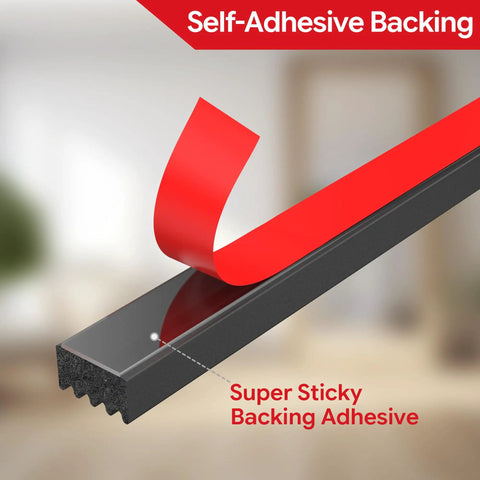 Close-up of 26 Ft EPDM Rubber Weather Stripping Foam Self Adhering RV Door Seal showing red adhesive backing.
