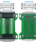 Two Piece DB15 Breakout Board With Both Male And Female DB15 Connectors For RS232 DSUB Serial To 15 Pin Port Terminal Adapter Module