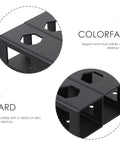 Close-up view of Super Tight Black Steel Laptop Stand With Storage Tray For Sick Desk Setup showing hexagonal design for durability.
