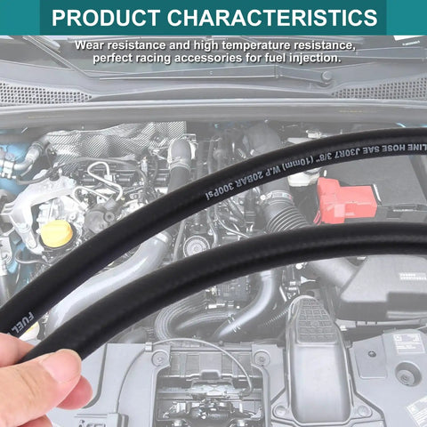 1/4 Inch ID Fuel Line Hose 10 Ft Marine Grade High Pressure 300 PSI With 10 Hose Clamps For Automotive Fuel System Engines