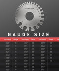 Round Dual Sided Metal Sheet Gauge And Thickness Gauge 2 Pack Pro Grade Stainless Steel Welding Gauge for Wire and Sheet Metal with size chart.