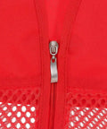 Top Shelf High Visibility Safety Vest Built To Last In Bold Red Mesh Heavy Duty Work Wear showing zipper detail and breathable mesh.