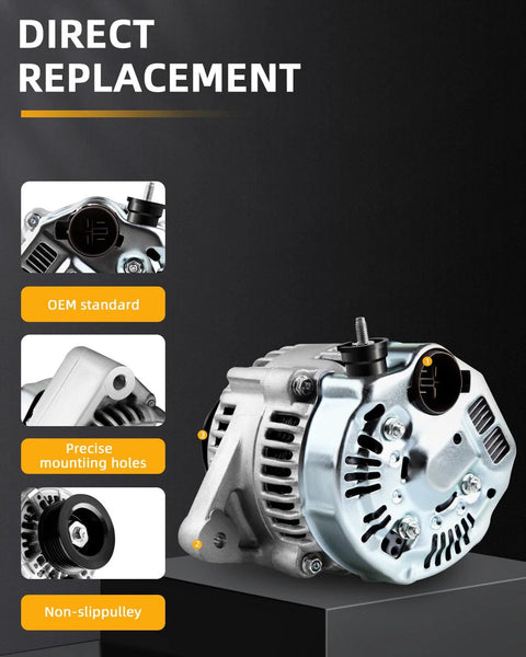 90 Amp 12 Volt Alternator With 6 Groove Pulley For Acura CL 1997 For Honda Accord 1994 1995 1996 1997 For Honda Odyssey 1995 1996 1997 For Isuzu Oasis 1996 1997 Fits OEM Parts 1353823196 13538 23196 31100P0AA03 31100P130133 31100P13013RM front view