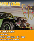 Heavy Duty Grade 80 V Bridle Towing Chain 5/16 Inch, 3 Feet With 8 Inch Hooks, 5400 Lbs Working Load Limit For Rollback Car Carrier