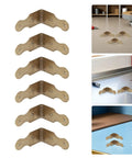 Six Pack L Shaped Brass Corner Protectors for jewelry boxes with antique bronze finish shown in different angles and placements.