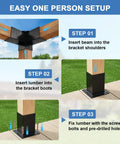 Step-by-step assembly of Heavy Duty Pergola Kit With 3 Way Corner Brackets DIY Gazebo Hardware Kit For Patio And Backyard Durable Outdoor Pergola Brackets Set For Easy Assembly And Long Lasting Support In Sun And Rain.