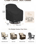 Beefy All Weather Swivel Patio Chair Covers 2 Pack Waterproof Outdoor Furniture Covers For Rain Snow And Sun Protection, Fits 30 W X 34 D X 38.5 H Inch Swivel Chairs, Black size guide