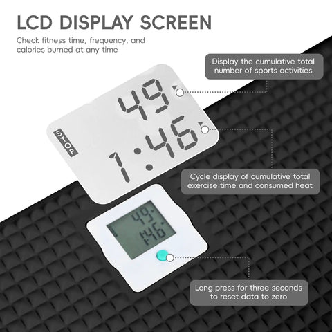LCD display screen showing fitness data on Badass Ski Balance Trainer For Home Gyms With Digital Lcd Panel Heavy Duty Curved Machine.