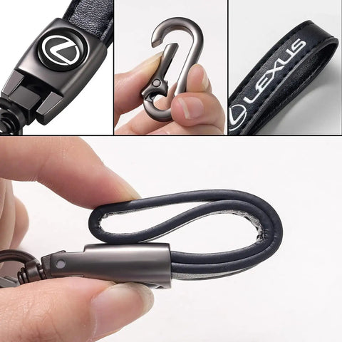 Leather Car Keychain Set For Lexus Models ES350 GS350 GS300h GS450h IS300 LS460 RX350 NX300h, zinc alloy and leather details