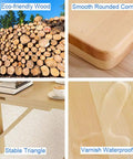 Fold Away Wall Table In Natural Wood, 31.4 By 23.6 Inches, details showing eco-friendly wood, smooth corners, waterproof surface.